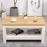 Alivio 2 Tier Rectangular Coffee Table with Oak Finish and Bottom Storage