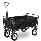 Alivio Heavy Duty Foldable Garden Trolley Cart - Large Outdoor Wagon Cart with 70kg Capacity, Collapsible Utility Trolley for Beach, Camping & Shopping (Black)