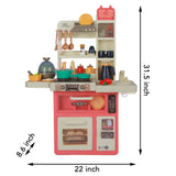 Alivio Kids Kitchen Playset Toys with Sound, Lights, Stove & Sink (Pink)