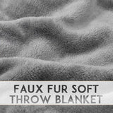 Alivio Medium Faux Fur Mink Throw Luxury Super Soft Plain Bed Sofa Settee Throw Blanket - Silver
