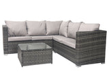 Alivio 5 Seater Rattan Corner Sofa Set, PE Rattan Garden Furniture Set with Coffee Table, Anti-UV Cushions for Indoor Outdoor Patio - Grey
