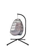 Alivio Folding Egg Chair with Steel Frame, Freestanding Hanging Chair - Premium Swing Chair with Cushion for Indoor Outdoor Patio Garden